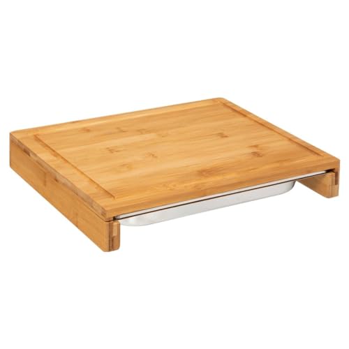 5five - schneidebrett 35x28cm bambus edelstahlschale