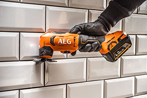 AEG 18 V PRO18V Akku-Multitool BMT18-0 (Oszilationswinkel 3,6°, Schwingzahl 0-20.000 min-1, variable Geschwindigkeitsregulierung, werkzeugloser Klingenwechsel, LED, ohne Akku & Ladegerät im Karton)