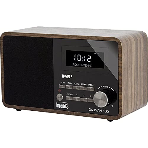 IMPERIAL DABMAN 100 - Digitalradio (Radio, DAB+ / DAB / UKW, Aux In, Holzgehäuse, Wecker, LCD-Display)