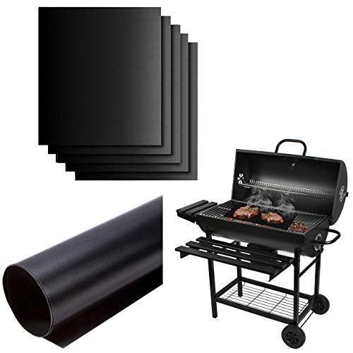 ISO TRADE BBQ Grillmatte Wiederverwendbare Grillfolie für Grillen und Backen Antihaft Hitzebeständig bis zu 260 ° C 1er /3er /5er Set Schwarz 8647