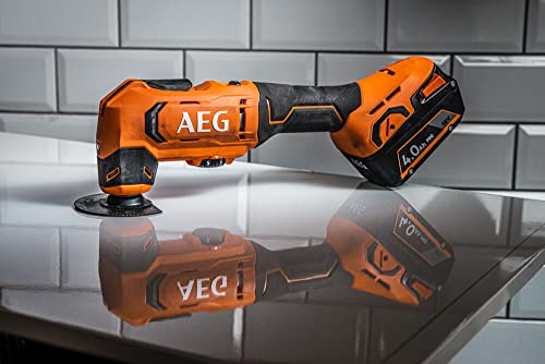 AEG 18 V PRO18V Akku-Multitool BMT18-0 (Oszilationswinkel 3,6°, Schwingzahl 0-20.000 min-1, variable Geschwindigkeitsregulierung, werkzeugloser Klingenwechsel, LED, ohne Akku & Ladegerät im Karton)