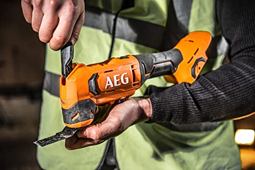 AEG 18 V PRO18V Akku-Multitool BMT18-0 (Oszilationswinkel 3,6°, Schwingzahl 0-20.000 min-1, variable Geschwindigkeitsregulierung, werkzeugloser Klingenwechsel, LED, ohne Akku & Ladegerät im Karton)