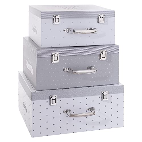 Atmosphera Créateur d'intérieur Set von 3 Koffer, Lagerbehälter - graue Farbe