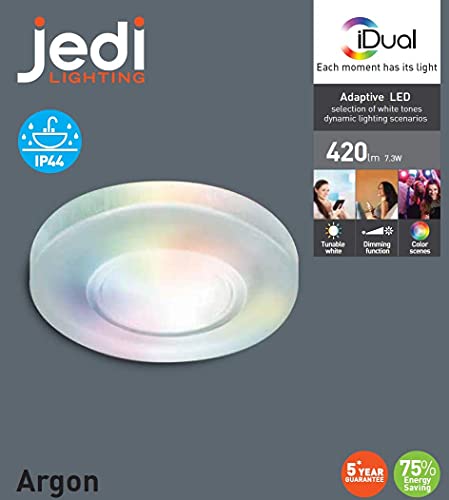 iDual-LED-Deckeneinbauleuchte Argon; Warmweiß bis Kaltweiß; Dimmfunktionen; Multicolor-Umgebungs- und Stimmungslicht.