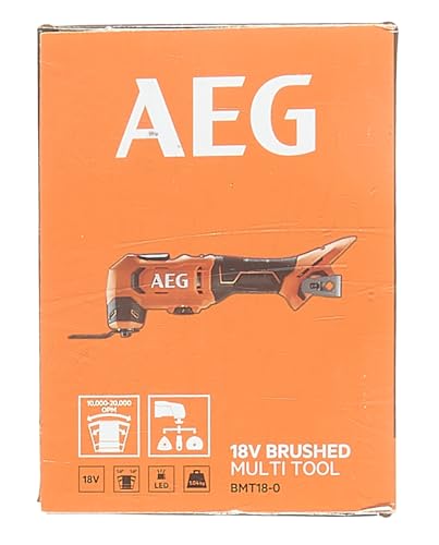 AEG 18 V PRO18V Akku-Multitool BMT18-0 (Oszilationswinkel 3,6°, Schwingzahl 0-20.000 min-1, variable Geschwindigkeitsregulierung, werkzeugloser Klingenwechsel, LED, ohne Akku & Ladegerät im Karton)