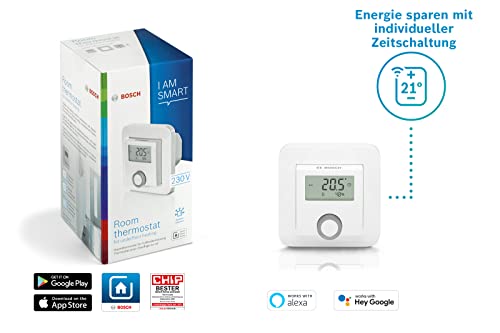 Bosch Smart Home Raumthermostat für Fußbodenheizungen mit kabelgebundener Steuerung, 230 V, kompatibel mit Google Assistant und Alexa