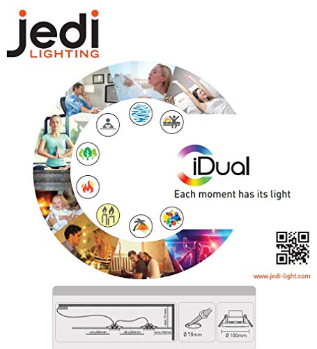 iDual-LED-Deckeneinbauleuchte Argon; Warmweiß bis Kaltweiß; Dimmfunktionen; Multicolor-Umgebungs- und Stimmungslicht.