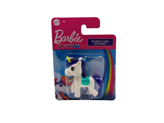 Barbie Mattel HFG33 Dreamtopia Lollipop Unicorn Glitzer Mähne Mini Einhorn Spielfigur weiß für Kinder 5 cm, klein