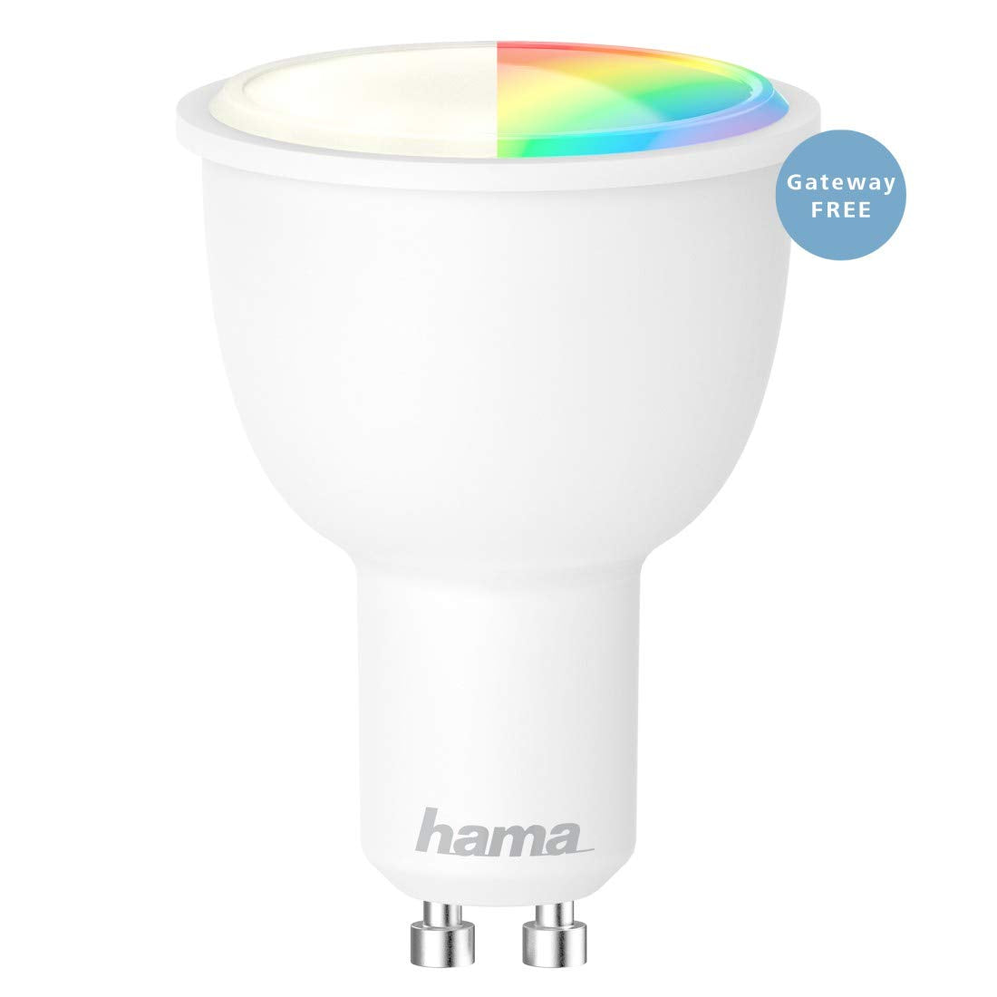 Hama GU10 Wi-Fi LED-Lampe, 4,5W (ohne Hub, dimmbar, gesteuert via Alexa/Google Home/App/IFTTT, 2,4GHz, 2700K/warmweiß/RGB-Farben) WLAN Lampe, Echo/Echo Dot/Echo Spot/Echo Plus/Echo Show kompatibel