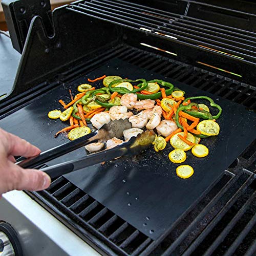 ISO TRADE BBQ Grillmatte Wiederverwendbare Grillfolie für Grillen und Backen Antihaft Hitzebeständig bis zu 260 ° C 1er /3er /5er Set Schwarz 8647