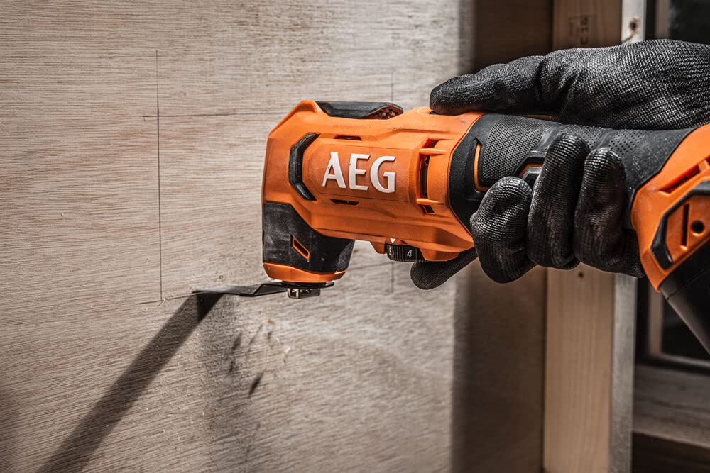 AEG 18 V PRO18V Akku-Multitool BMT18-0 (Oszilationswinkel 3,6°, Schwingzahl 0-20.000 min-1, variable Geschwindigkeitsregulierung, werkzeugloser Klingenwechsel, LED, ohne Akku & Ladegerät im Karton)