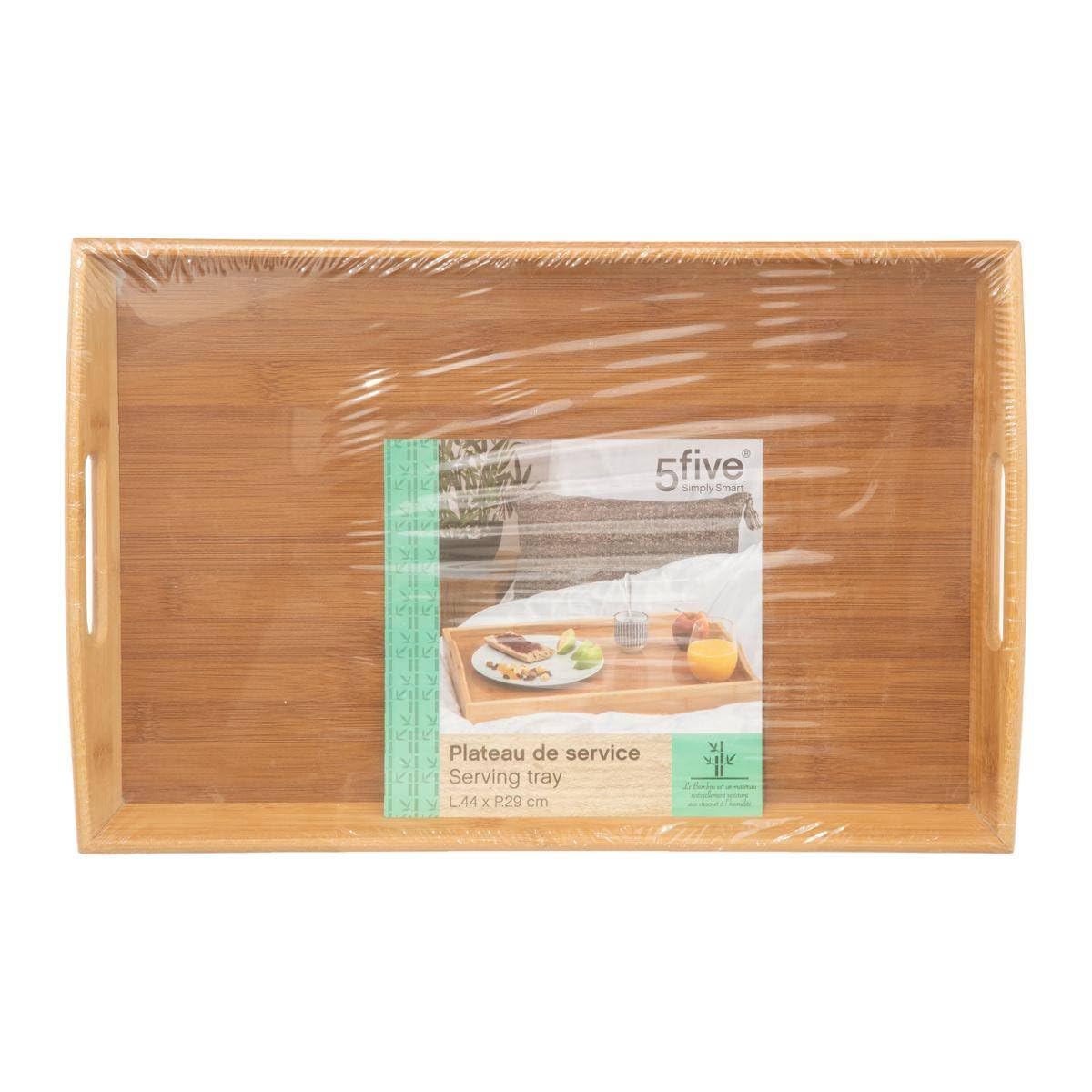 5five - rechteckiges eckiges tablett 44x29cm bambus