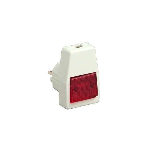 UNITEC Schuko-Stecker, PVC mit Ausschalter, beleuchtet, weiß