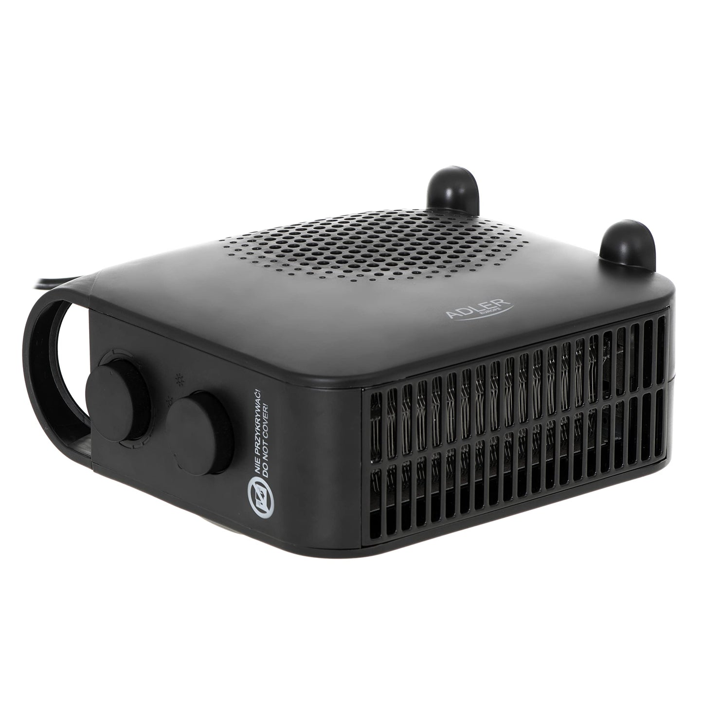 Adler AD 7725b Thermoventilator, 2000 W, Heizgerät mit Thermostat, Heizlüfter mit zwei Leistungsstufen, Elektroheizung für Wohnung, Bad, Büro, schwarz, Small