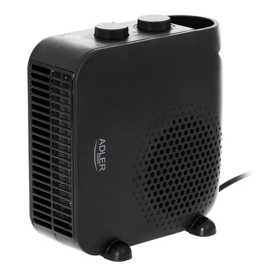 Adler AD 7725b Thermoventilator, 2000 W, Heizgerät mit Thermostat, Heizlüfter mit zwei Leistungsstufen, Elektroheizung für Wohnung, Bad, Büro, schwarz, Small