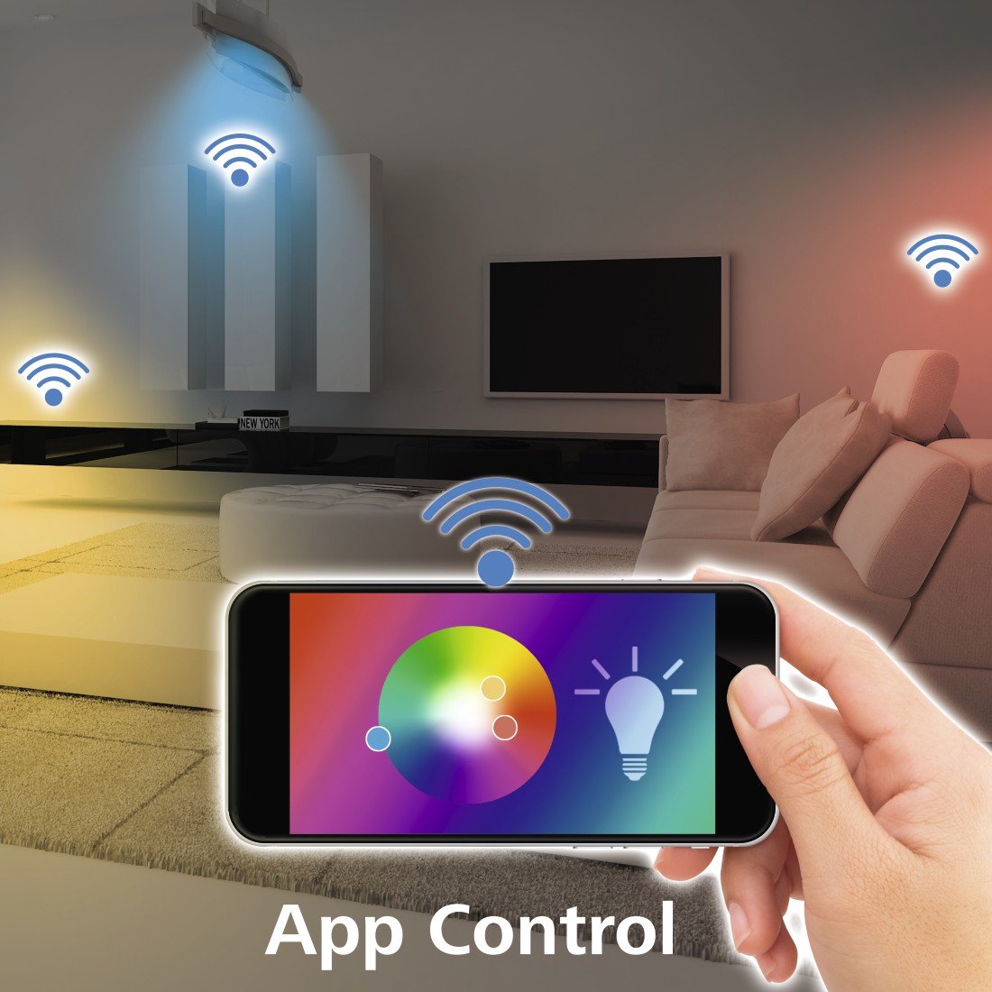 Hama GU10 Wi-Fi LED-Lampe, 4,5W (ohne Hub, dimmbar, gesteuert via Alexa/Google Home/App/IFTTT, 2,4GHz, 2700K/warmweiß/RGB-Farben) WLAN Lampe, Echo/Echo Dot/Echo Spot/Echo Plus/Echo Show kompatibel