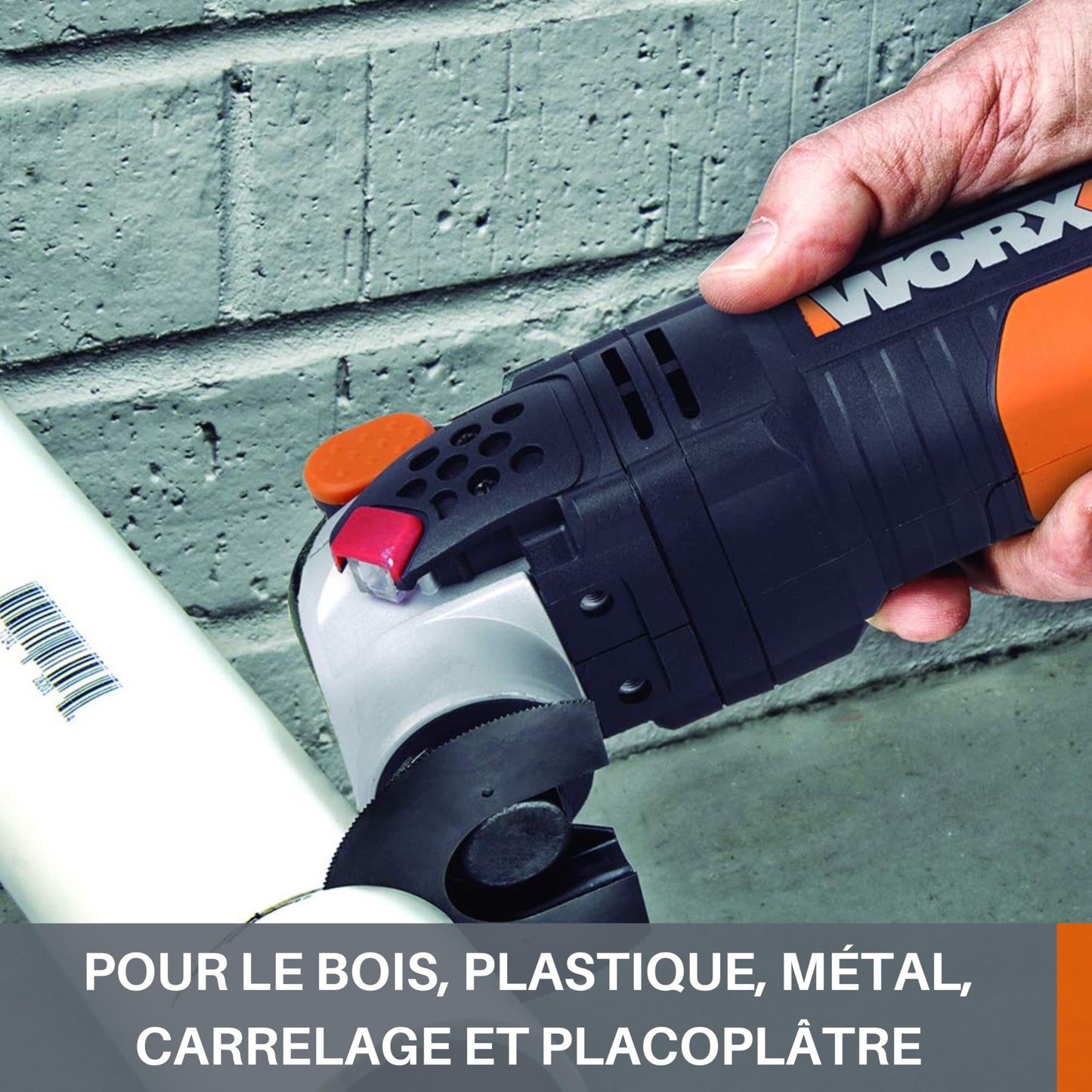 WORX WX681 Sonicrafter F50 Multifunktionswerkzeug 450w – zum Schneiden, Polieren, Schleifen uvm. – Multitools inkl. Adapter für Universalzubehör, 35mm Sägeblatt & 80mm HSS Sägeblatt halbrund