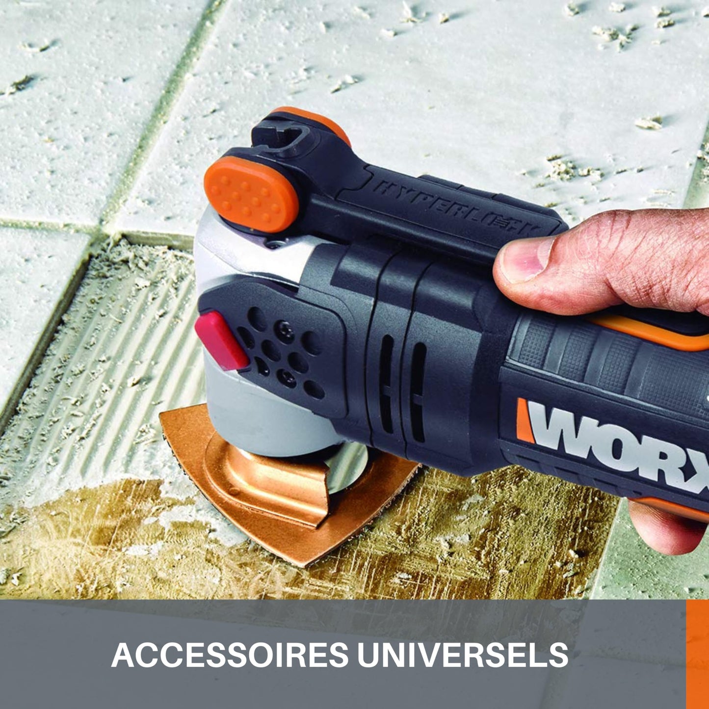 WORX WX681 Sonicrafter F50 Multifunktionswerkzeug 450w – zum Schneiden, Polieren, Schleifen uvm. – Multitools inkl. Adapter für Universalzubehör, 35mm Sägeblatt & 80mm HSS Sägeblatt halbrund