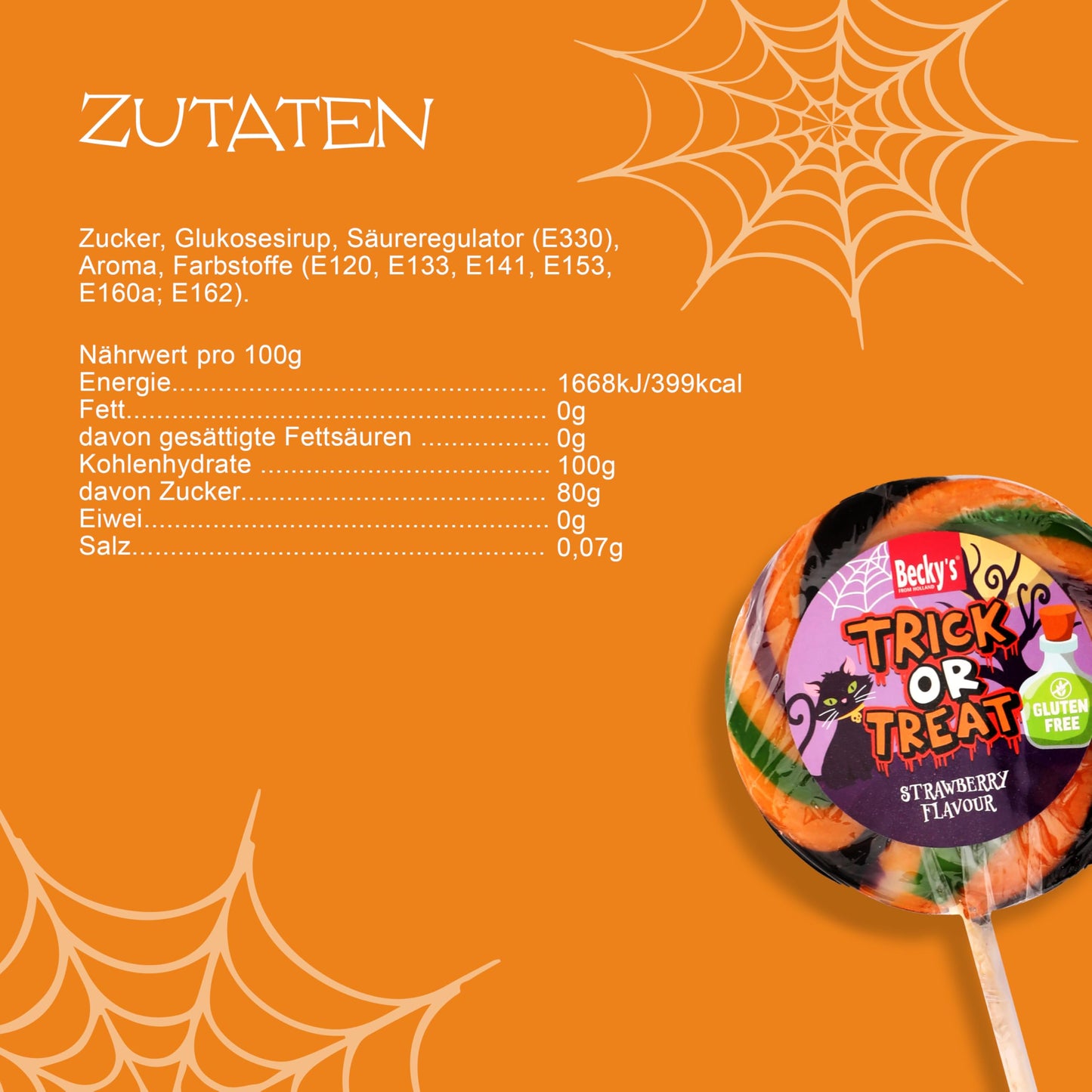 12er Pack Swirl Lollipops – Ø 9cm, Trick & Treat, Erdbeer-Geschmack Lutscher, glutenfrei, ideal für Halloween, Kindergeburtstag & Party Deko, Große Lollis als Süßigkeitenspaß & Halloween Streudeko