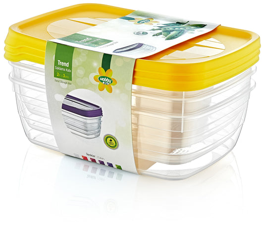 Hobby Life Vorratsdose / Aufbewahrungsboxen, Kunststoff, eckig, 2 Liter, 3 Stück, transparent