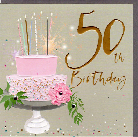 Belly Button Designs hochwertige Glückwunschkarte zum runden 50. Geburtstag BE034