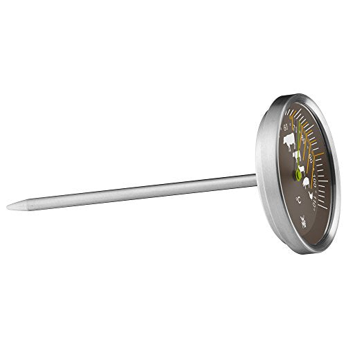 WMF Bräter mit Deckel backofengeeignet, 8,5l, Bräter Induktion, Cromargan Edelstahl, Glasdeckel, Bratenthermometer, 38 x 26 x 12 cm
