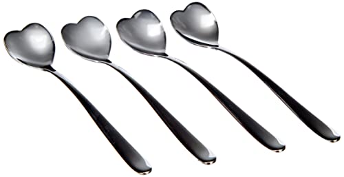 Alessi Big Love AMMI08/7 - Set von Vier Kaffeeförmigen Designer-Kaffee-Teelöffeln, aus Edelstahl 18/10