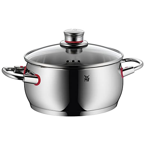WMF Quality One Topfset Induktion 5-teilig, Kochtopf Set mit Glasdeckel, Cromargan Edelstahl poliert, Induktions Töpfe Set unbeschichtet, Dampföffnung