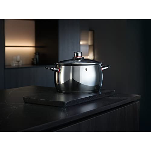 WMF Quality One Topfset Induktion 5-teilig, Kochtopf Set mit Glasdeckel, Cromargan Edelstahl poliert, Induktions Töpfe Set unbeschichtet, Dampföffnung