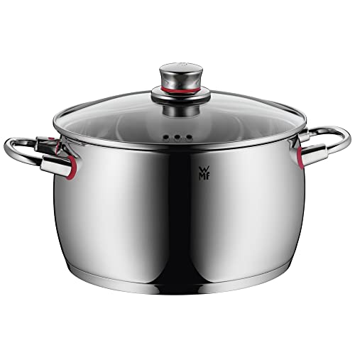 WMF Quality One Topfset Induktion 5-teilig, Kochtopf Set mit Glasdeckel, Cromargan Edelstahl poliert, Induktions Töpfe Set unbeschichtet, Dampföffnung
