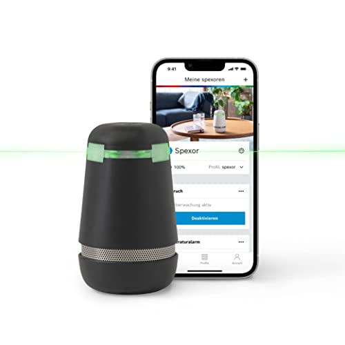 Bosch spexor Mobile Alarmanlage, Einbruchserkennung, Messung Luftqualität, Temperaturüberwachung, Smartphone-Benachrichtigung, Smart Home, kabellos, WLAN und Mobilfunk, schwarz