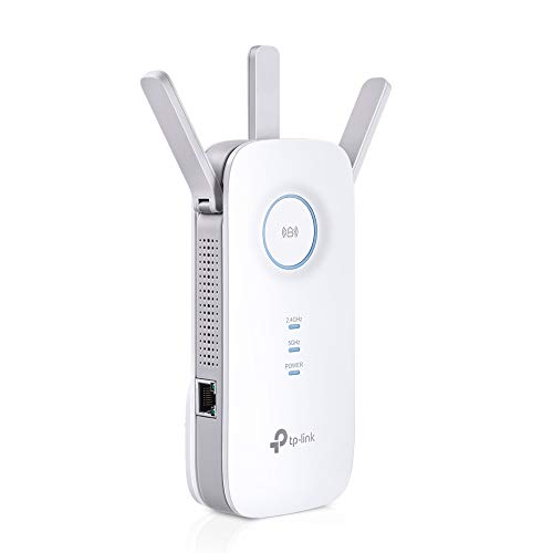 TP-Link RE455 Verstärker AC1750 Gigabit Dualband WLAN Repeater(1300Mbit/s 5GHz, 450Mbit/s 2,4GHz, 1x Gigabit Port, 3 externe Antennen, Signalstärkeanzeige, High-Speed Modus, Access Point Modus)weiß