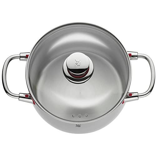WMF Quality One Topfset Induktion 5-teilig, Kochtopf Set mit Glasdeckel, Cromargan Edelstahl poliert, Induktions Töpfe Set unbeschichtet, Dampföffnung