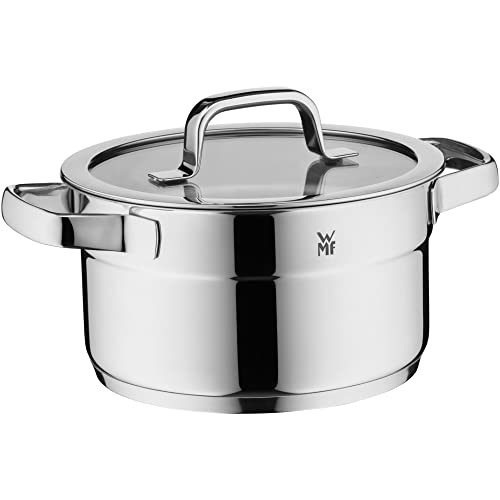 WMF Compact Cuisine Topfset Induktion 5-teilig, Kochtopf Set mit Glasdeckel, Cromargan Edelstahl poliert, Induktions Töpfe Set unbeschichtet, Innenskalierung