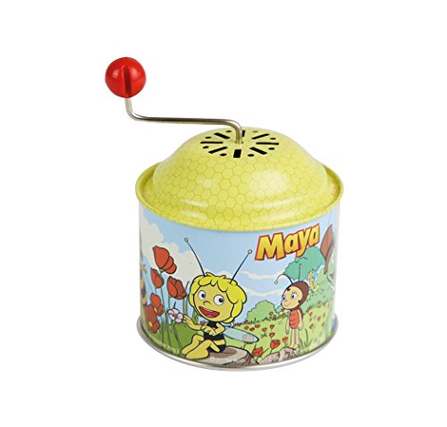 Bolz 52752 - Musikdrehdose Biene Maja, ca. 10,5 x 7,5 cm, Blechdrehdose mit Melodie "Der Frühling", Drehdose aus Metall, Drehorgel für Kinder ab 1 Jahr, Orgel mit Bienchen Maya Motiv