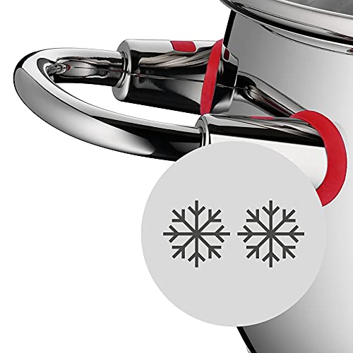 WMF Quality One Topfset Induktion 5-teilig, Kochtopf Set mit Glasdeckel, Cromargan Edelstahl poliert, Induktions Töpfe Set unbeschichtet, Dampföffnung