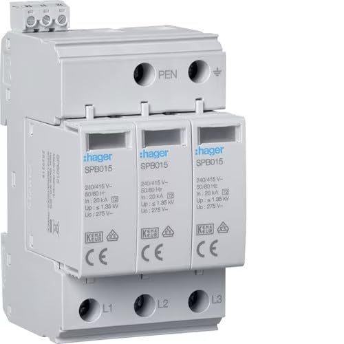 Hager SPB315 Spd T2 3P Tn-C In=20kA Imax=40kA Up≤1,35Kv