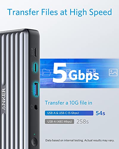 Anker PowerExpand 9-in-1 USB-C PD Docking Station USB-C Adapter, 60W für Laptop, 20W Power Delivery, 4K HDMI & DisplayPort, USB 3.0 und USB 2.0 Daten, Gigabit Ethernet, 3.5mm Audio
