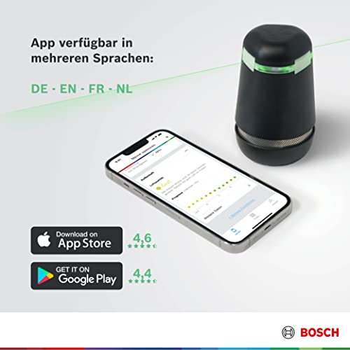 Bosch spexor Mobile Alarmanlage, Einbruchserkennung, Messung Luftqualität, Temperaturüberwachung, Smartphone-Benachrichtigung, Smart Home, kabellos, WLAN und Mobilfunk, schwarz