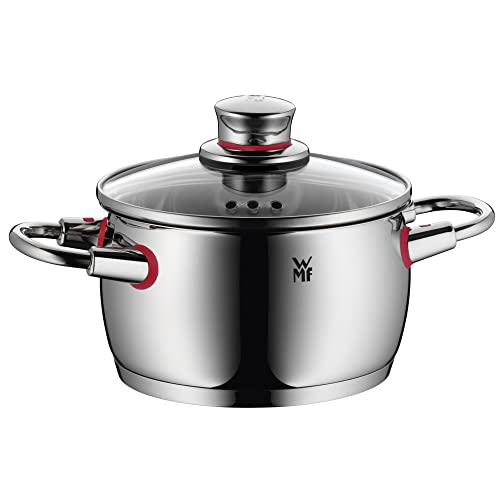 WMF Quality One Topfset Induktion 5-teilig, Kochtopf Set mit Glasdeckel, Cromargan Edelstahl poliert, Induktions Töpfe Set unbeschichtet, Dampföffnung