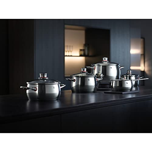 WMF Quality One Topfset Induktion 5-teilig, Kochtopf Set mit Glasdeckel, Cromargan Edelstahl poliert, Induktions Töpfe Set unbeschichtet, Dampföffnung
