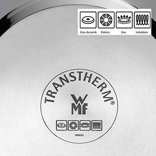 WMF Quality One Topfset Induktion 5-teilig, Kochtopf Set mit Glasdeckel, Cromargan Edelstahl poliert, Induktions Töpfe Set unbeschichtet, Dampföffnung