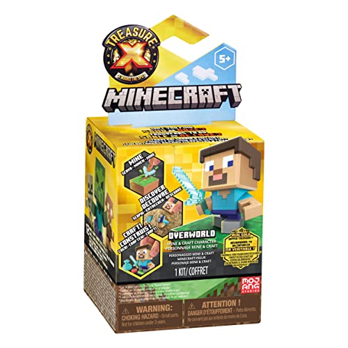 Treasure X Minecraft "Overworld"-Packung mit 10 Abenteuerleveln und 1 von 12 Minecraft-Spielfiguren zum Sammeln, Chance auf einen Schatz mit echtem Goldüberzug, offizieller Merchandise