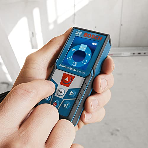 Bosch Professional Laser Entfernungsmesser GLM 500 (Arbeitsbereich: 0,05–50 m, Neigungswinkel: 0–360°, Messgenauigkeit: +/- 1,5 mm, 2 Batterien, AAA, in Kartonschachtel)