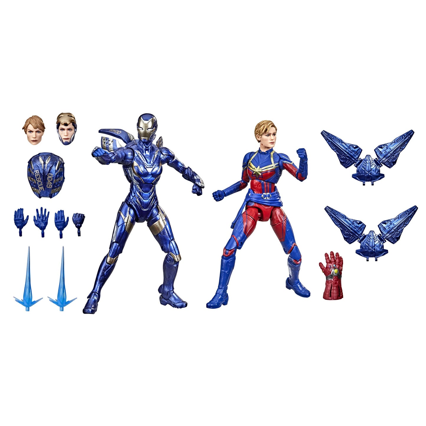 Hasbro Marvel Legends Series 15 cm große Captain Marvel und Rescue Armor Figuren 2er-Pack, Infinity Saga, Premium-Design und 12 Accessoires, F0190, Mehrfarbig