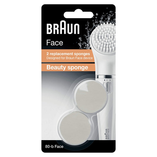 Braun Face Kosmetik-Schwämmchen 80b, für Braun Gesichtsreinigungsgeräte, 2 Stück